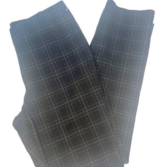 J Jill Ponte Slim Leg Pants Ladies Size MED Tall Black and Grey Plaid Career - Picture 1 of 7